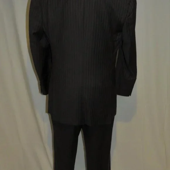 Canali 13320 Drop 7 Gray Striped Two Button Suit 42L